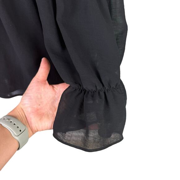 MISA Los Angeles Fontaine Black Off the Shoulder Pom Pom Tassel 3/4 Sleeve Top - Picture 10 of 11